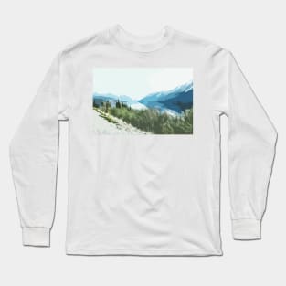 Calm Lake Snow Mountains Abstract Long Sleeve T-Shirt